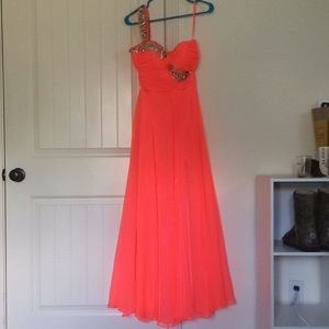 Mac Duggal one shoulder floor length prom gown